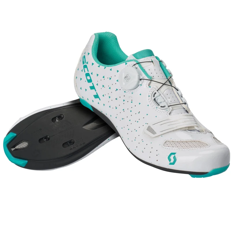 Scott Comp Boa Womens Road Shoes - Gloss White / Turquoise Blue - Image 3